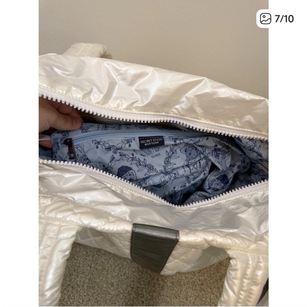 Oliver Thomas Kitchen Sink Tote Bag Quilted Puffer Shoulder Overnight Bag White - Picture 7 of 10